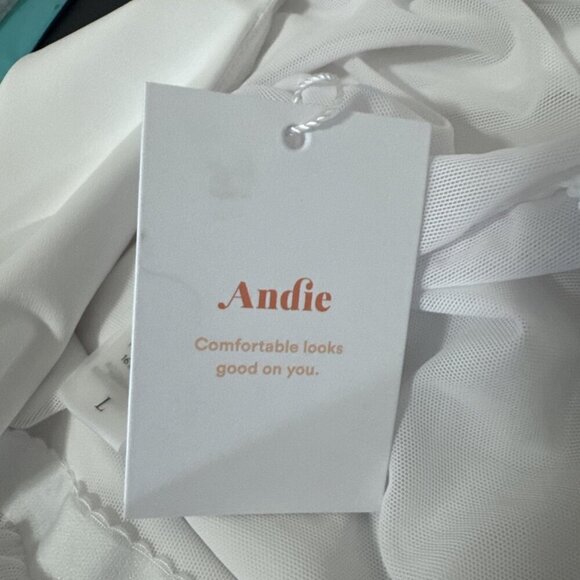 Andie Women's L The Porto 1-Piece Swimsuit White Flower Waist Tie NWT - Picture 8 of 15